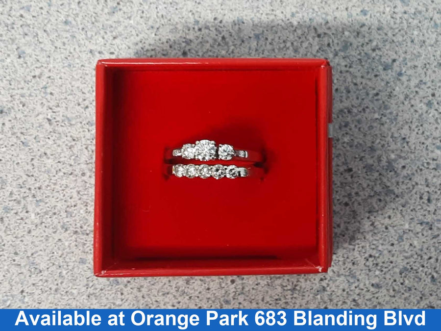 Ring - Wedding Set - White Gold 14k (.585) 6.2 grams Size 9