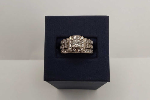 Ring - Wedding Set - White Gold 14k (.585) 9.39 grams Size 8.5