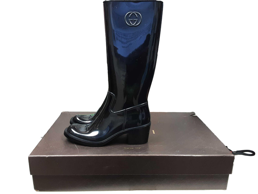 Gucci Solid Rubber Rain Boots Black