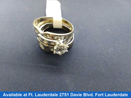 Ring - Wedding Set - White Gold 14k (.585) 6 grams Size 7