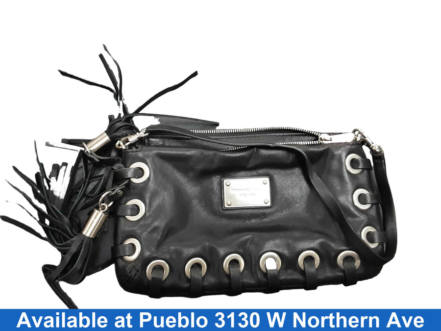 Michael Kors Astor Grommet Tassel Leather Clutch Black Purse / Handbag