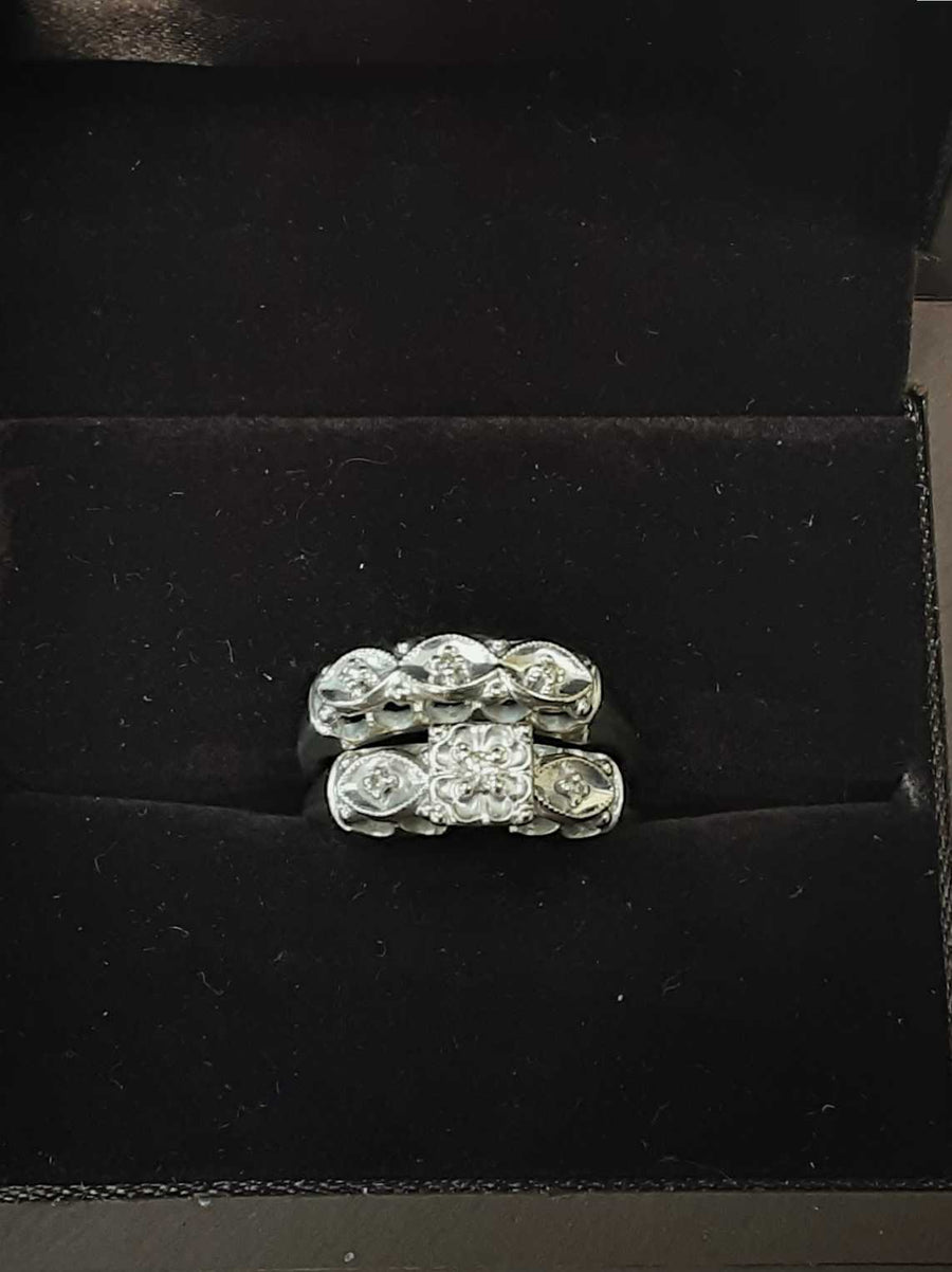 Ring - Engagement Set - White Gold 14k (.585) 4 grams Size 7