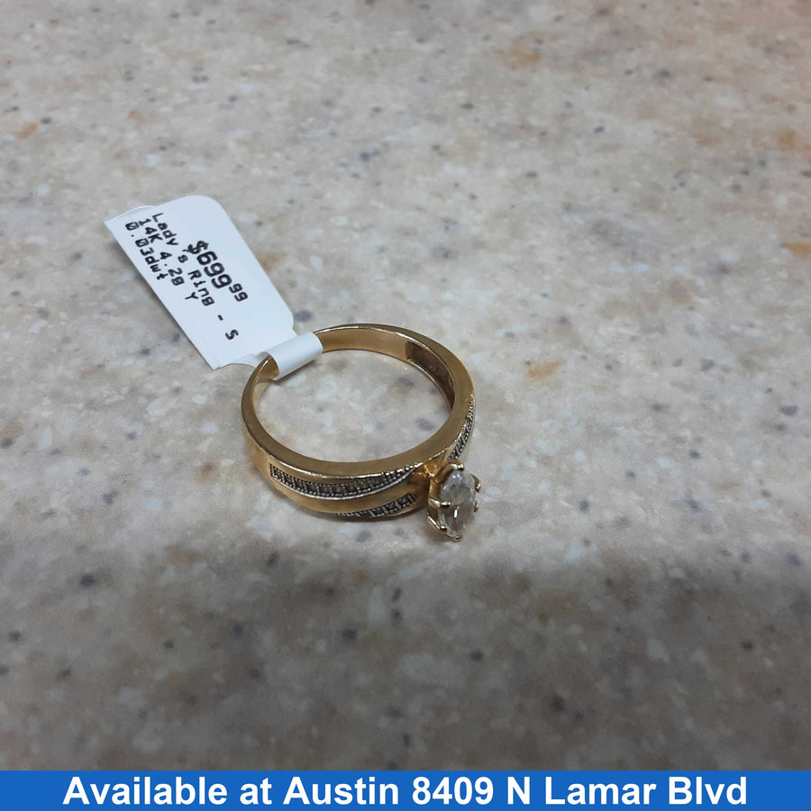 Women's Ring - Solitaire - Yellow Gold 14k (.585) 4.2 grams Size 9