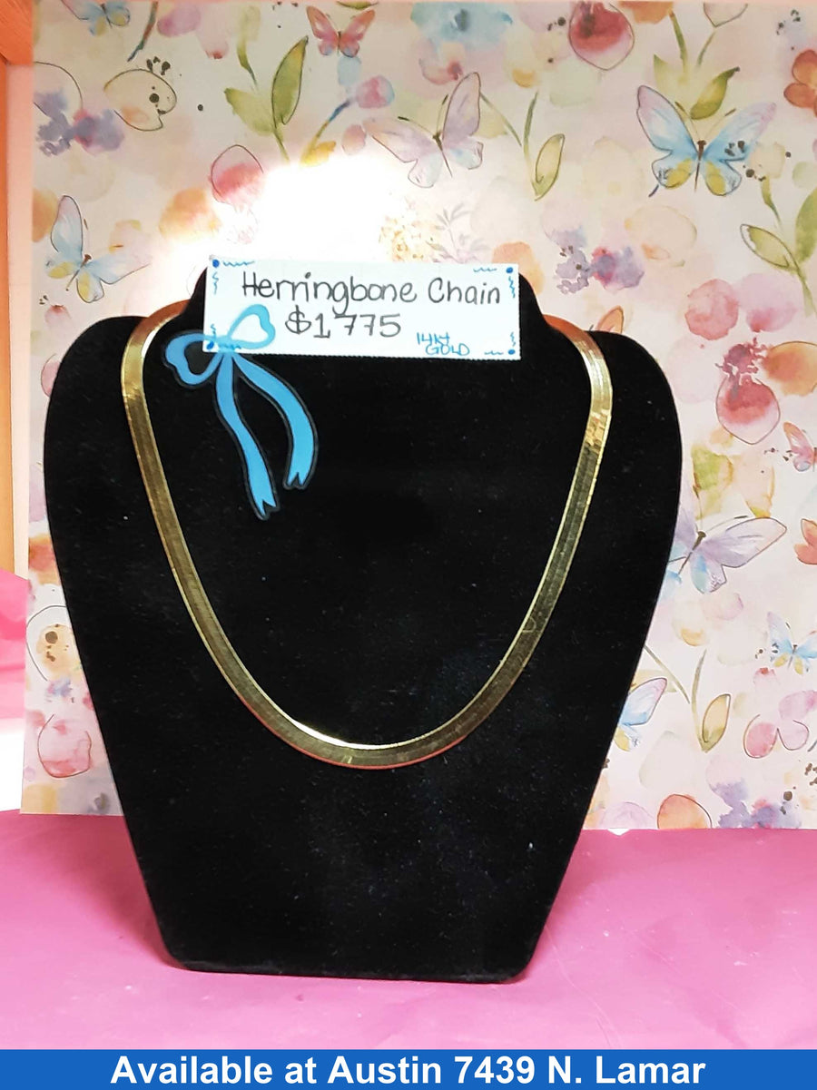 Herringbone Chain - Yellow Gold 14k (.585) 12.5 grams 30 inch