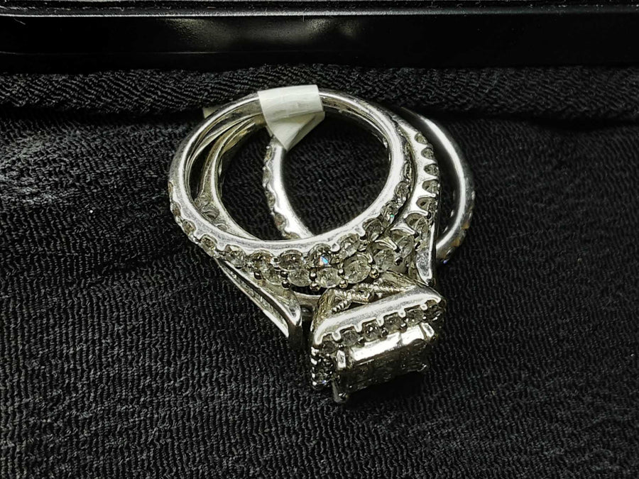 Ring - Wedding Set - White Gold 14k (.585) 10.1 grams Size 5.5