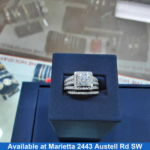 Ring - Engagement Set - White Gold 14k (.585) 8.2 grams Size 5.5