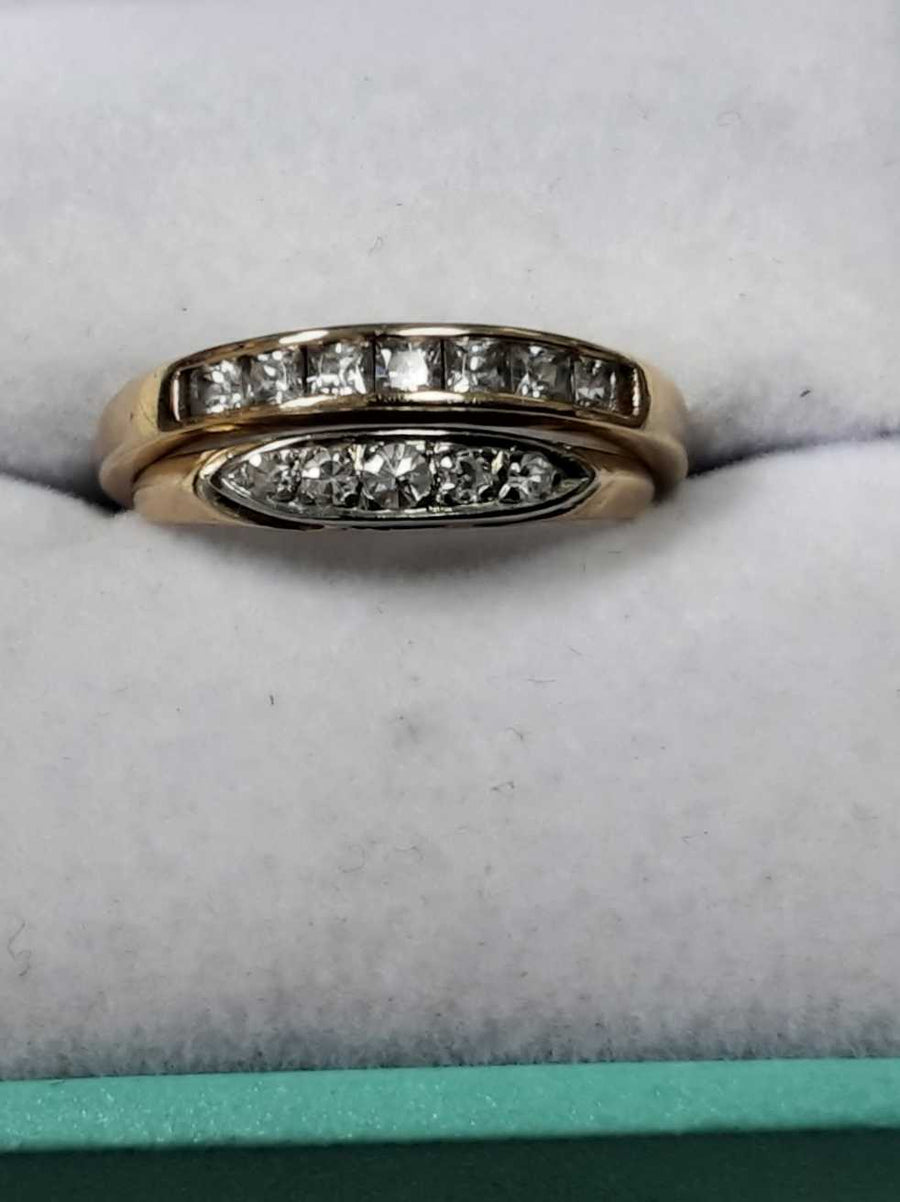 Ring - Wedding Set - Yellow Gold 14k (.585) 3.3 grams Size 6