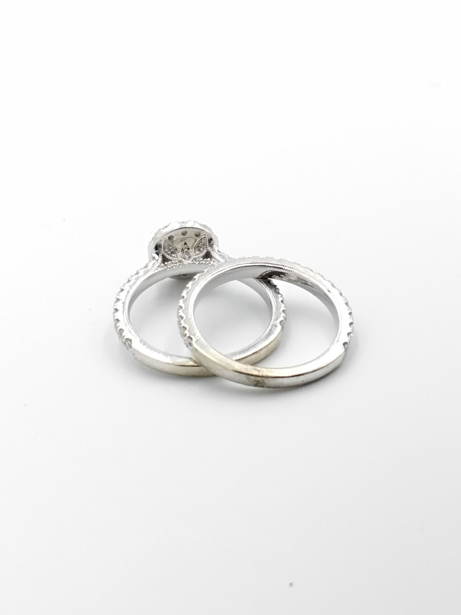Ring - Wedding Set - White Gold 14k (.585) 6.3 grams Size 7