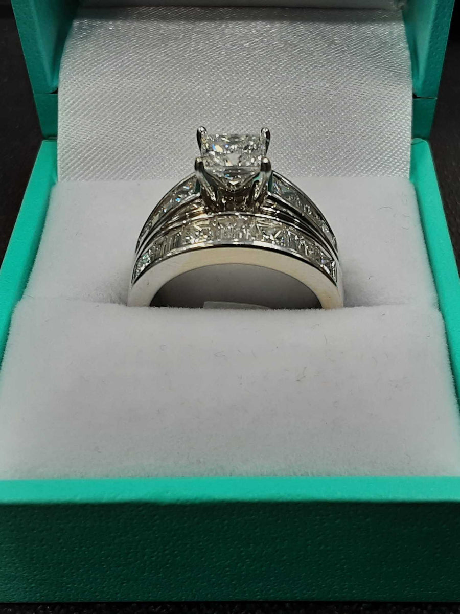 Ring - Engagement Set - White Gold 14k (.585) 9.1 grams Size 6.5