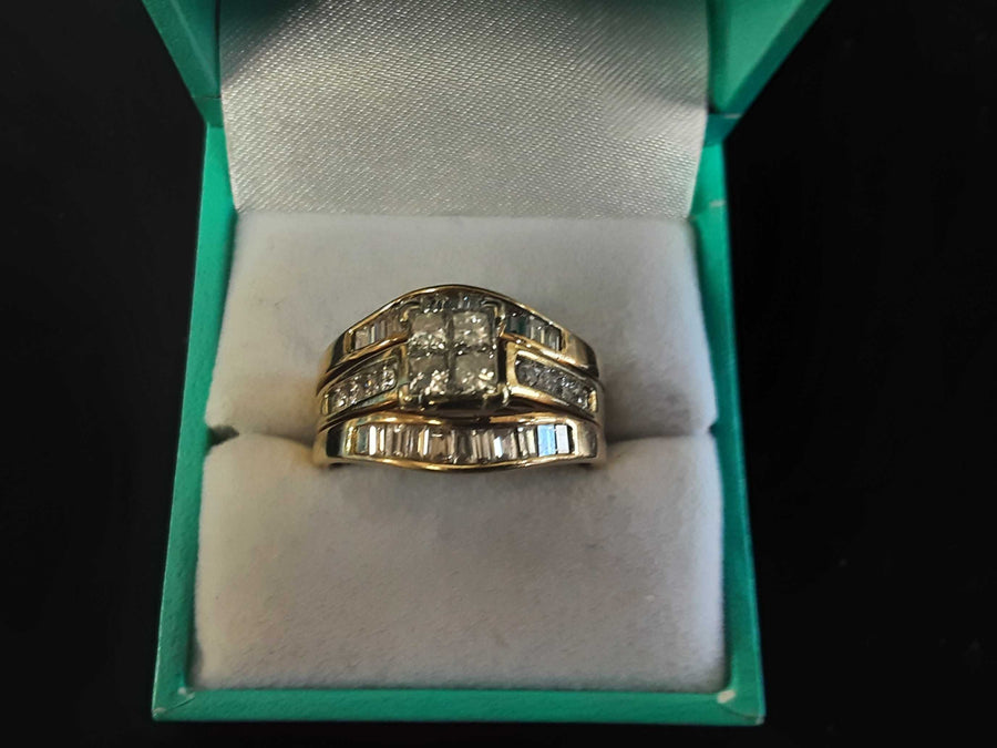 Ring - Wedding Set - Yellow Gold 14k (.585) 8.8 grams Size 8