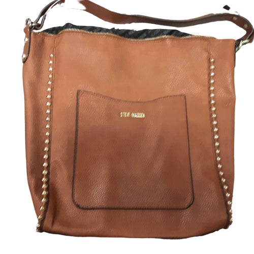 Steve Madden Metal Pebbled Tote Brown Purse / Handbag