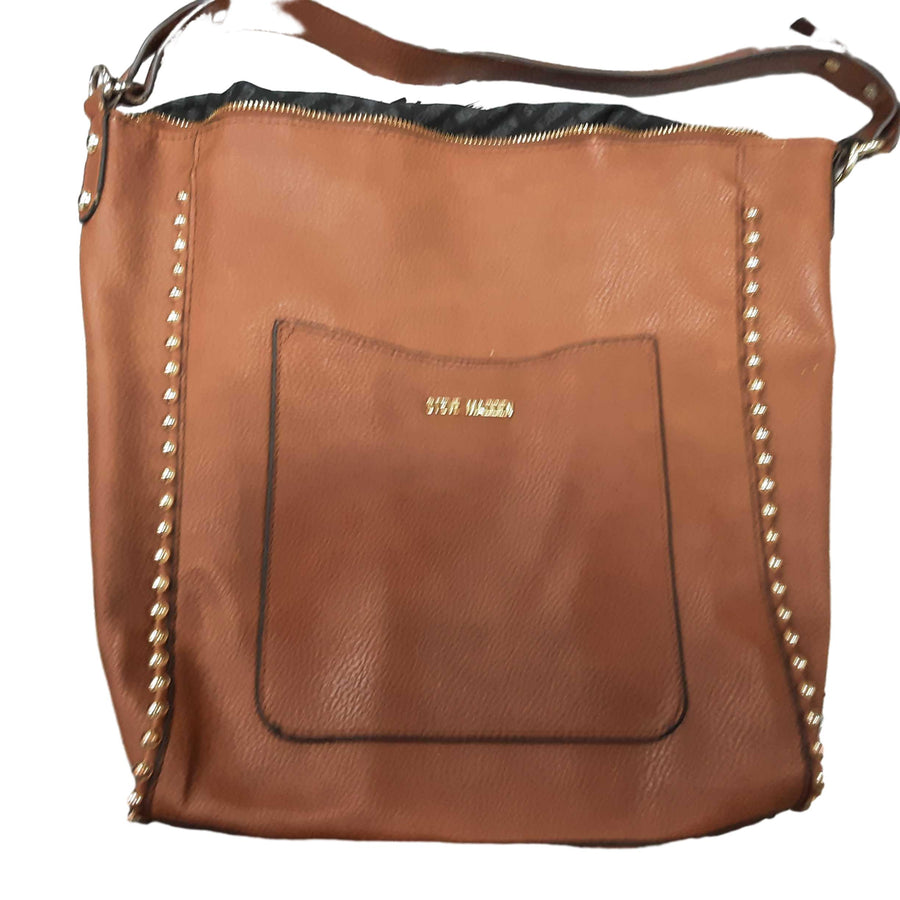 Steve Madden Metal Pebbled Tote Brown Purse / Handbag
