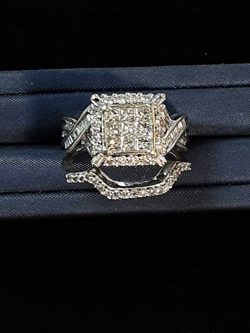 Ring - Engagement Set - White Gold 10k (.417) 7 grams Size 7.5