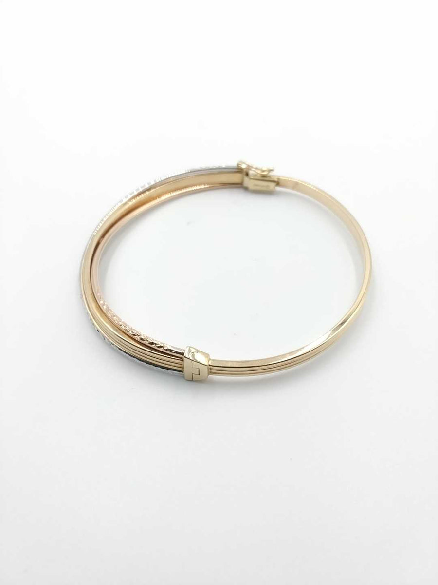 Bangle Bracelet - Tricolor Gold 14k (.585) 6.3 grams 5 inch