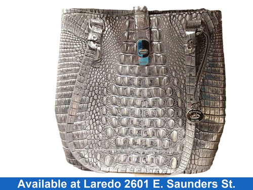 Brahmin Corcodile Embossed Leather Tote Gray Purse / Handbag