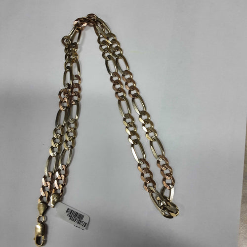 Figaro Chain - Tricolor Gold 14k (.585) 55.2 grams 26 inch
