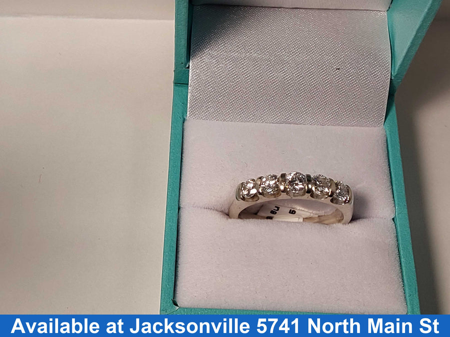 Ring - Wedding Band - White Gold 14k (.585) 6.1 grams Size 9.5