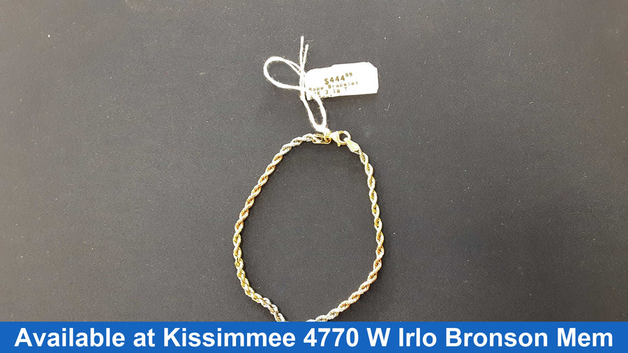 Rope Bracelet - Tricolor Gold 14k (.585) 3.1 grams 6 inch