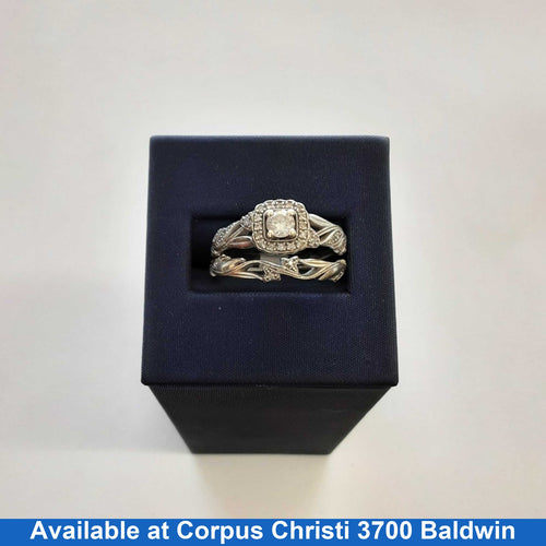 Ring - Wedding Set - White Gold 10k (.417) 6.2 grams Size 6.5