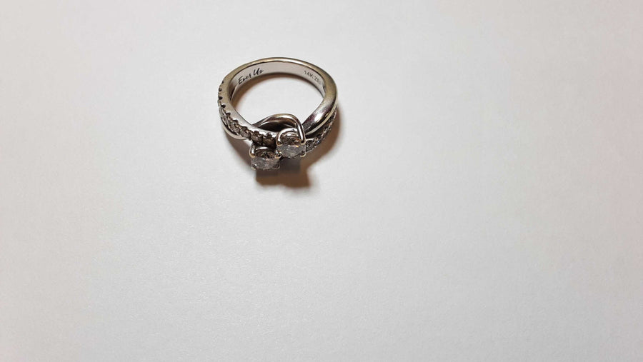 Ring - Wedding Set - White Gold 14k (.585) 10.2 grams Size 7.5