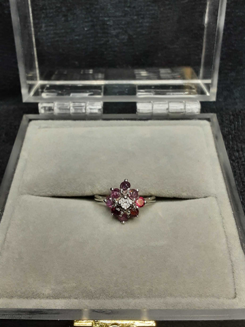 14k White Gold Floral Cluster Ring