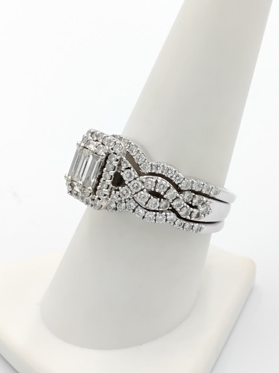 Ring - Wedding Set - White Gold 14k (.585) 9.9 grams Size 9.5