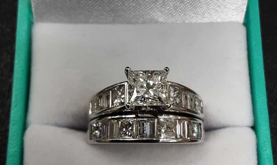 Ring - Engagement Set - White Gold 14k (.585) 9.1 grams Size 6.5
