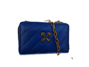 Off White Jackhammer Quilted Leather Wallet On Chain Blue Wallet
