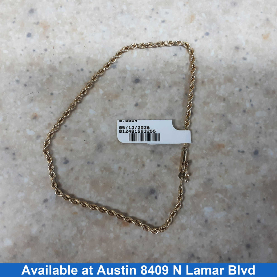 Rope Bracelet - Yellow Gold 10k (.417) 3.5 grams 6 inch