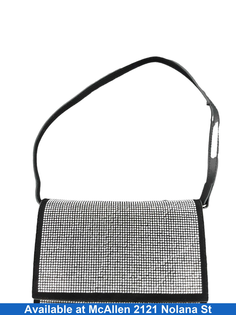 Badgley Mischka Covered In Rhinestone Black Purse / Handbag