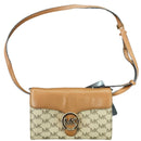 Michael Kors Monogram Coated Canvas Vanna Crossbody Beige / Tan Purse / Handbag