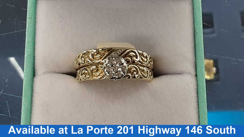 Ring - Engagement Set - Yellow Gold 14k (.585) 4.4 grams Size 6.5