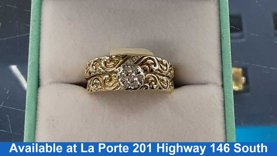 Ring - Engagement Set - Yellow Gold 14k (.585) 4.4 grams Size 6.5