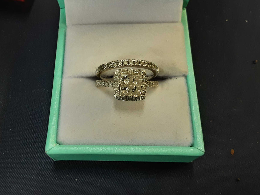 Ring - Engagement Set - White Gold 14k (.585) 5 grams Size 6