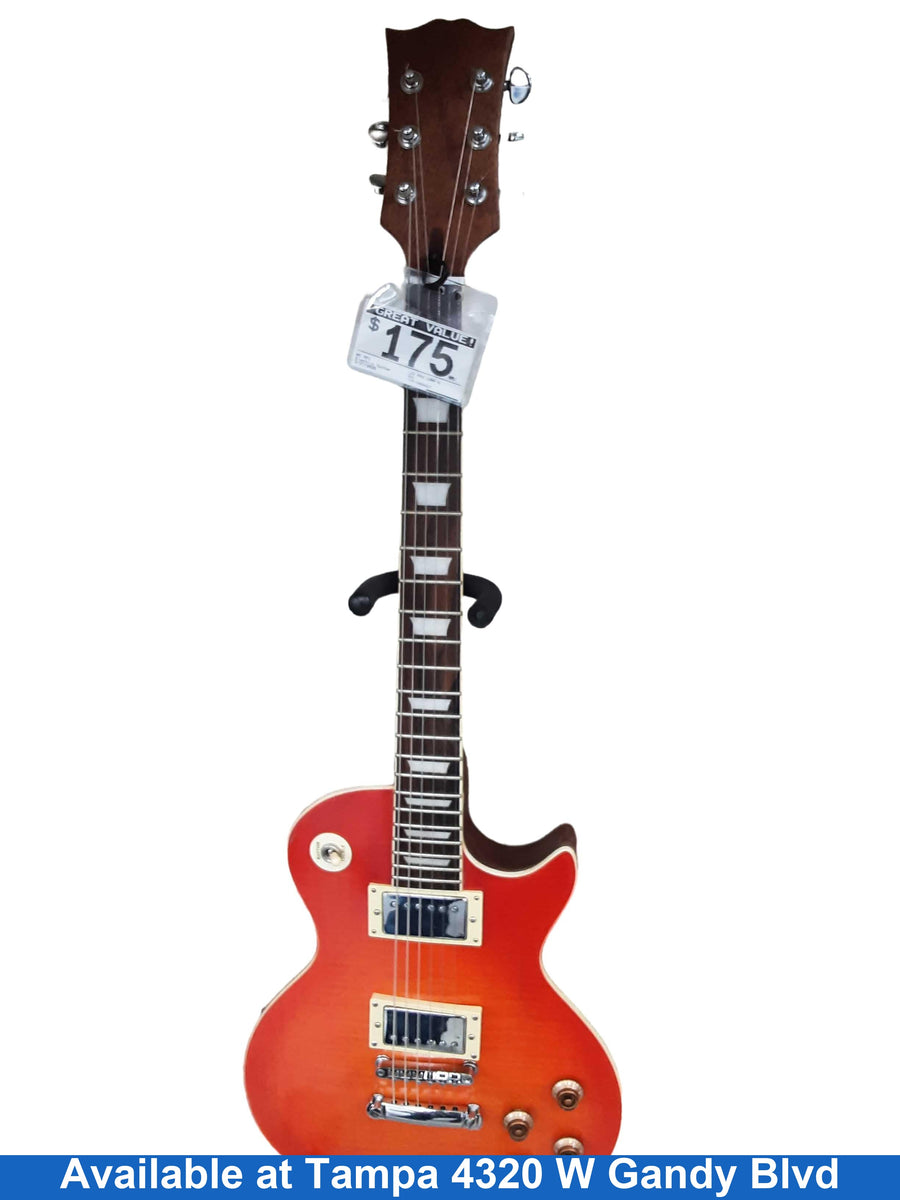 No Mfg Les Paul Look Alike Orange Electric Classic Guitar