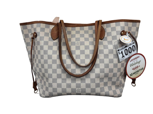 Louis Vuitton Neverfull Mm White Purse / Handbag