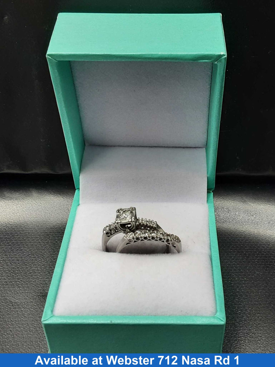 Ring - Wedding Set - White Gold 18k (.750) 5.6 grams Size 6.5