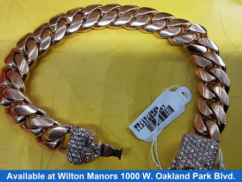 Cuban Link Bracelet - Rose Gold 10k (.417) 78.2 grams 8 inch