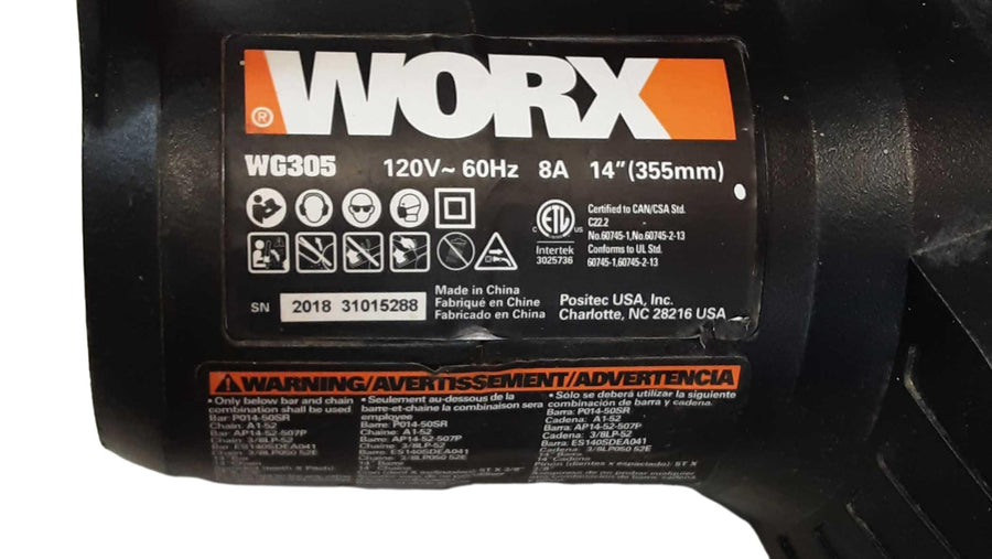 Worx Wg305 Black Chain Saw