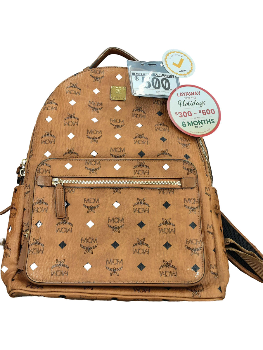Mcm Stark Visetos Cognac Brown Backpack / Briefcase / Bag