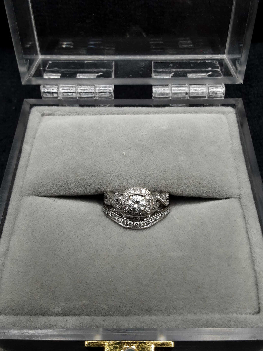 Ring - Wedding Set - White Gold 10k (.417) 6.4 grams Size 5.5