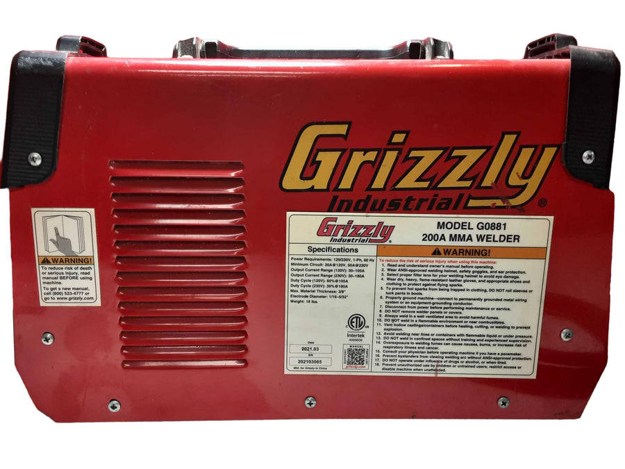 Grizzly G0881 Red Tig Welding Machine