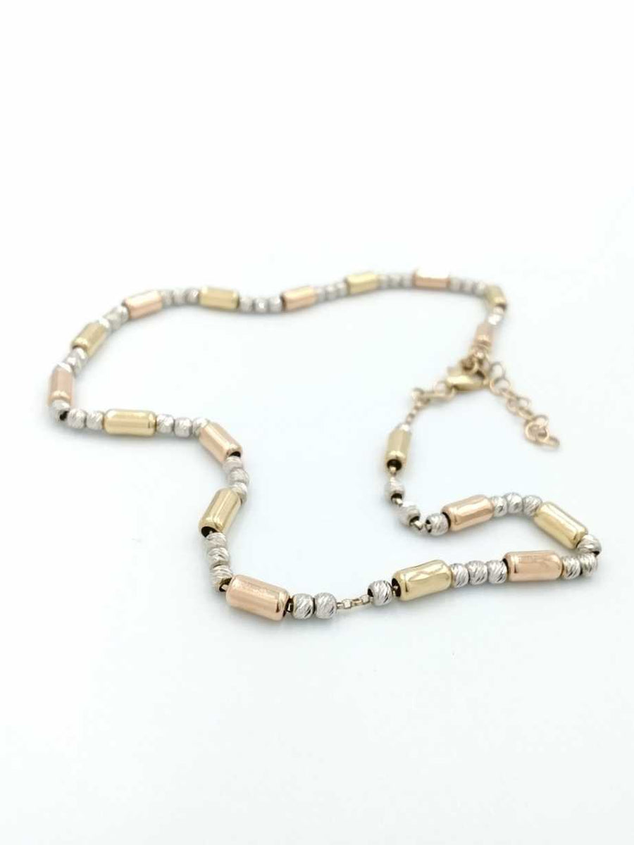 Bead Bracelet - Tricolor Gold 10k (.417) 4.9 grams 10 inch