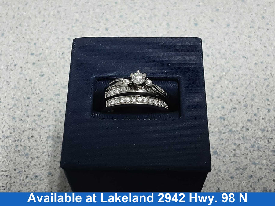 Ring - Engagement Set - White Gold 14k (.585) 6.5 grams Size 7.5