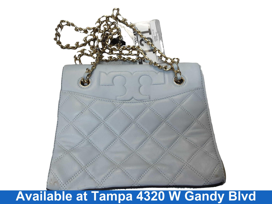 Tory Burch Savannah Quilted Blue Purse / Handbag