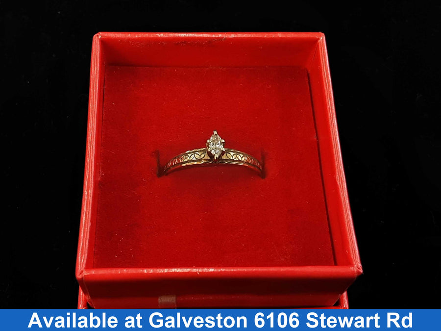Women's Ring - Solitaire - Yellow Gold 14k (.585) 1.3 grams Size 7.5