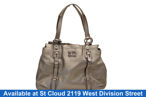 Coach Mia Leather Carryall Silver Purse / Handbag