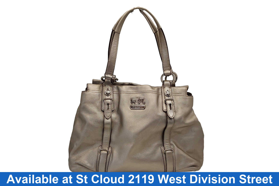 Coach Mia Leather Carryall Silver Purse / Handbag