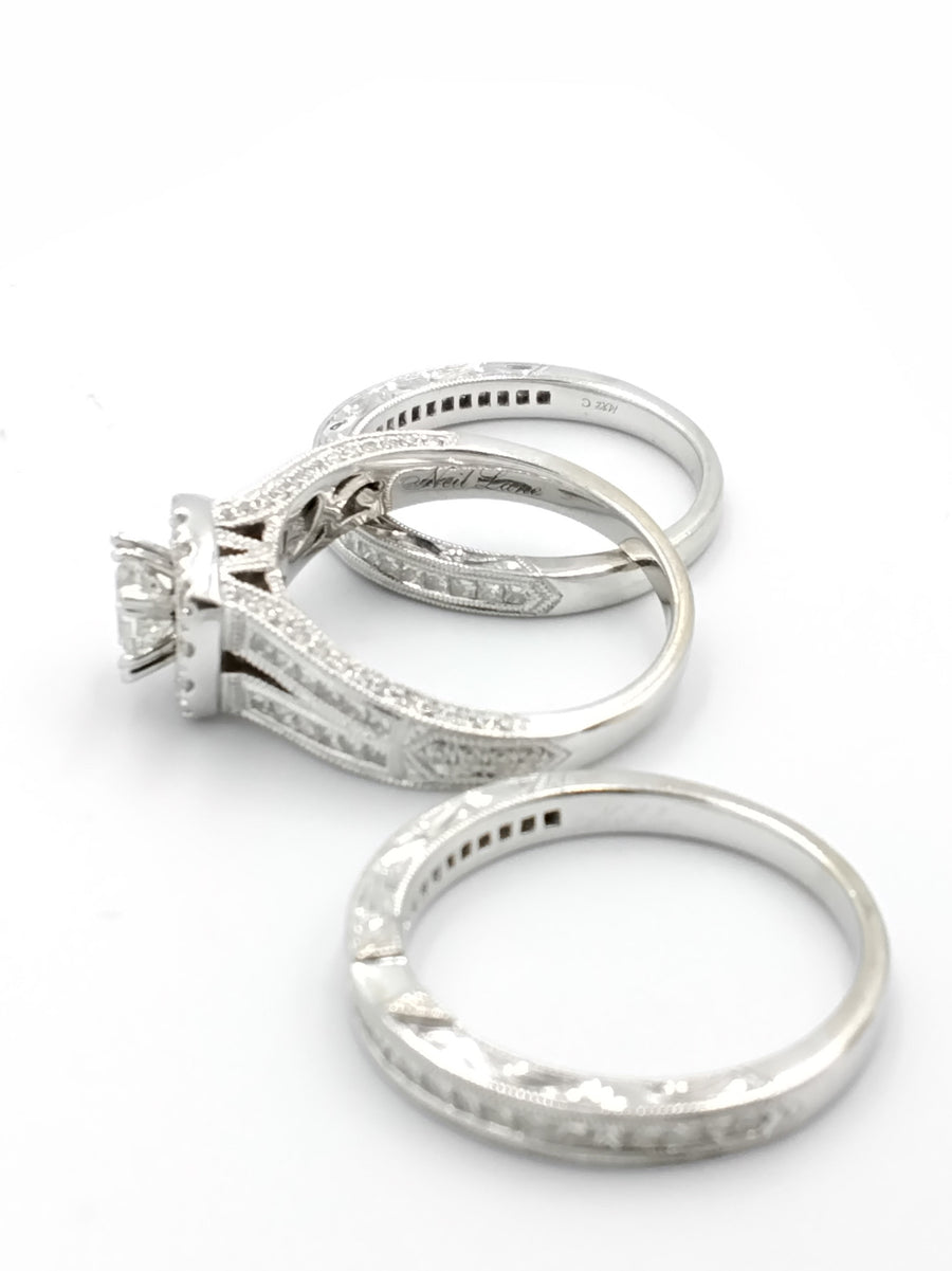 Ring - Wedding Set - White Gold 14k (.585) 11.9 grams Size 8