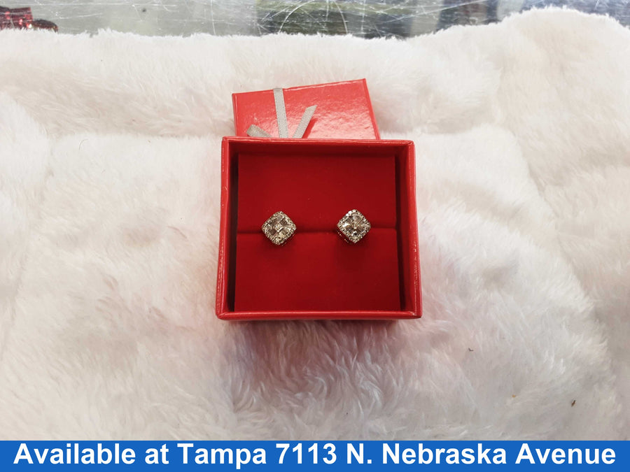 Double Stud Earrings - White Gold 14k (.585) 1.5 grams